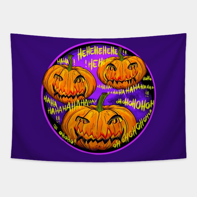 Scary halloween pumpkins Tapestry by Yety