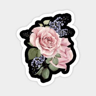 Centifolia Roses Garden Floral Design Pink Cut Flowers Hand-painted  Flower Magnet