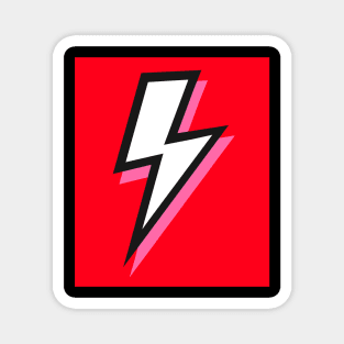 White, Black and Pink Lightning with Red Background Magnet