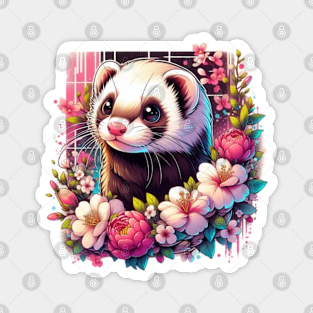 Beautiful ferret of spring Magnet by Malus Cattus