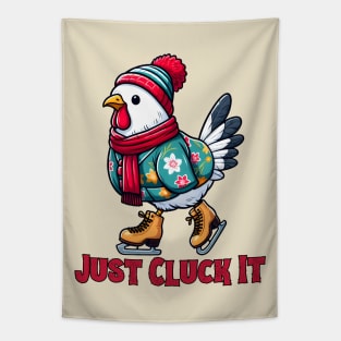 Ice skating chicken Tapestry