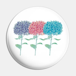 Hydrangeas multicolored watercolor Pin