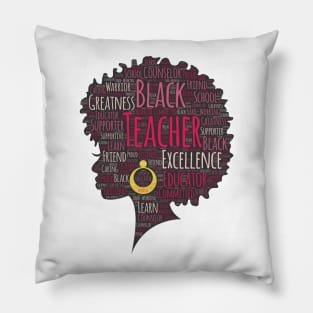 Black Teacher Words in Afro Pillow