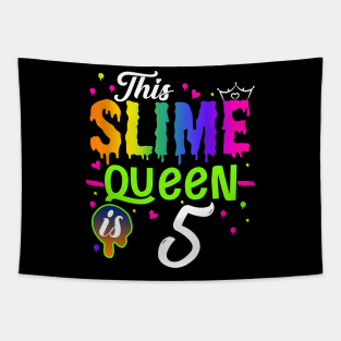 Kids This Slime Queen Is 5 Girl 5th Birthday Party Squad Outfit Tapestry