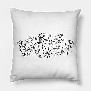 Uterus Floral Design (black) Pillow