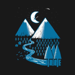 Moonlight over mountains T-Shirt