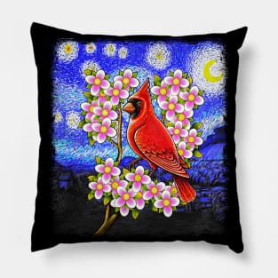 Red Cardinal dogwood flower North Carolina Virginia Pillow