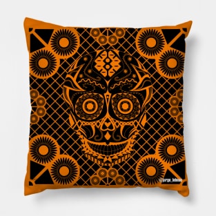 orange picnic in skeleton pattern ecopop Pillow