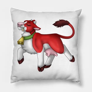 Happy Moo: Blaze Red Pillow