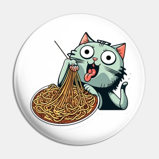 Cat eating spaghetti meme Pin