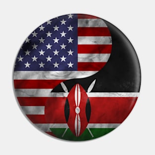 USA and Kenya Dual Flag Yin Yang Combination Pin