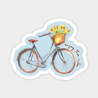 Enjoy The Ride Vintage Bicycle with Sunflower Basket Magnet