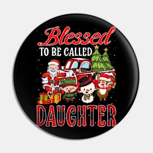 Blessed To Be Called Daughter Christmas Buffalo Plaid Truck Pin