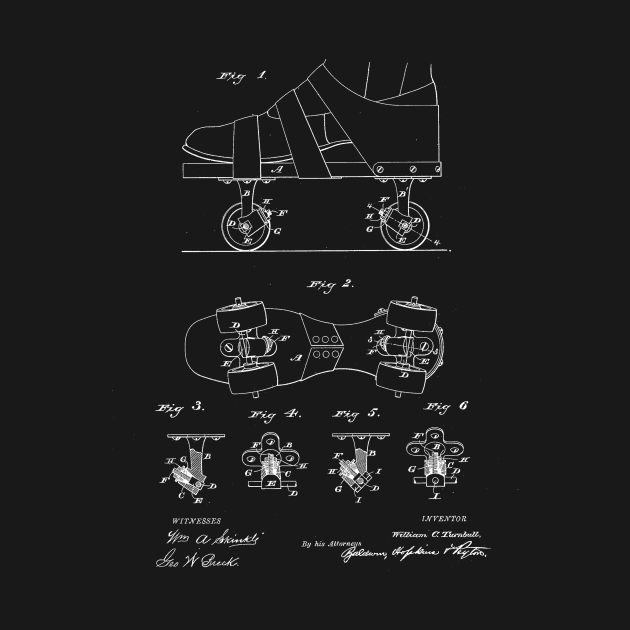 Roller Skate Vintage Patent Drawing by TheYoungDesigns