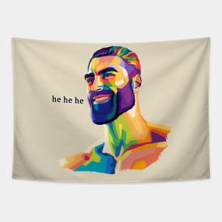 GigaChad smile meme pop art Tapestry