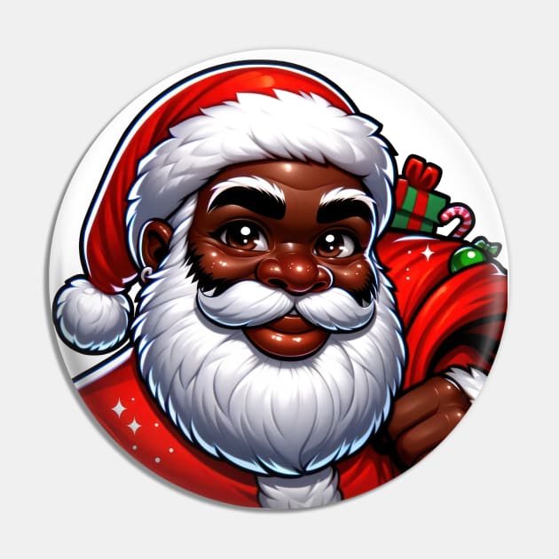 Black Santa, African American Santa Pin by TooplesArt