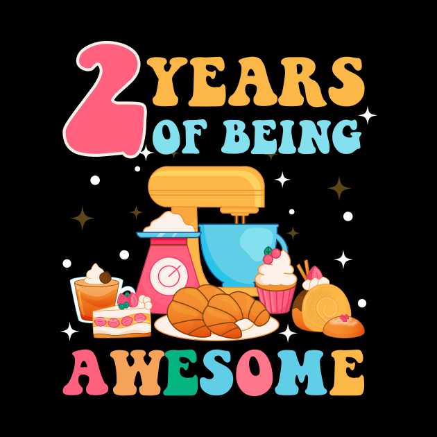 2 Years Of Being Awesome Tee 2nd Baking Birthday Gift Leopard Girl Birthday Tee Baking Party Outfit by inksplashcreations