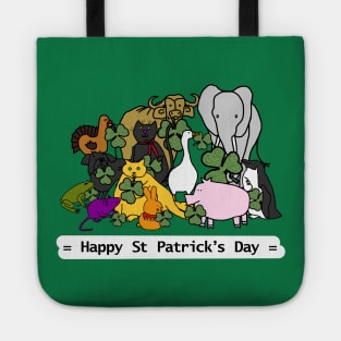 Cute Animals say Happy St Patricks Day Tote