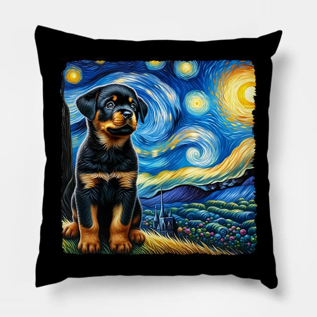 Starry Rottweiler Portrait - Dog Portrait Pillow by starry_night