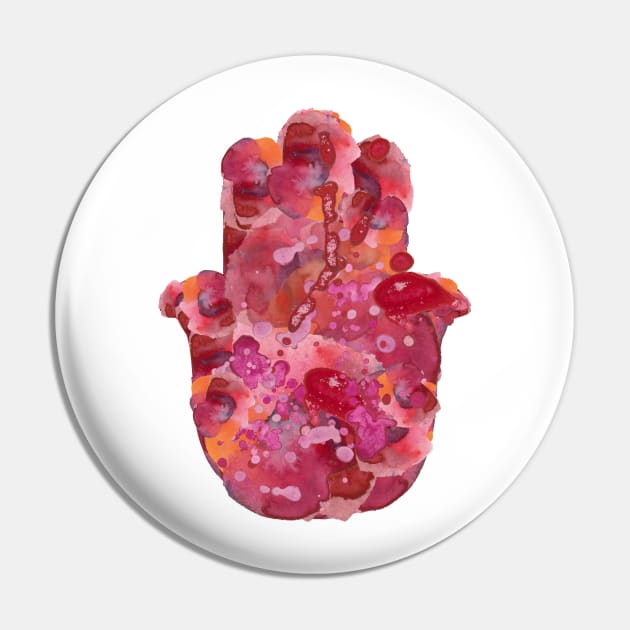 Red Watercolor Hamsa Pin by JMM Designs