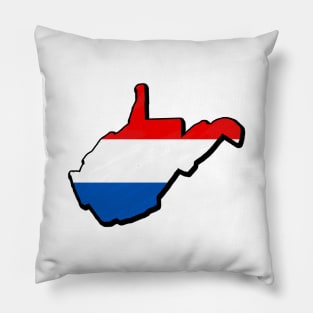 Red, White, and Blue West Virginia Outline Pillow