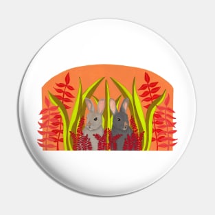 Fall Rabbits hiding in red leaves Pin