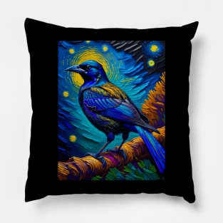 Crow in starry night Pillow