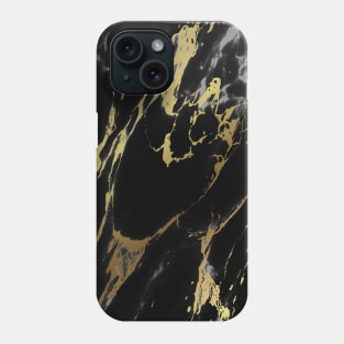 Black Marbling Effect Gold Design Phone Case
