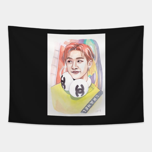 Stray Kids Chan Watercolour Painting Tapestry by NiamhYoungArt