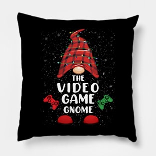 Video Game Gnome Red Buffalo Plaid Christmas Pajama Matching Family Pillow