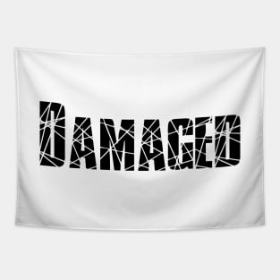 Damaged Broken Black Text Tapestry