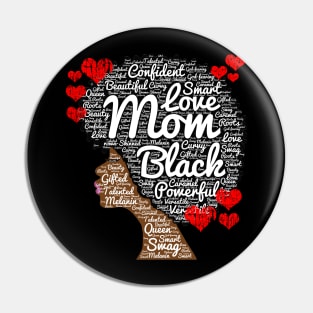 Mother's Day African American Mom Word Art Pin