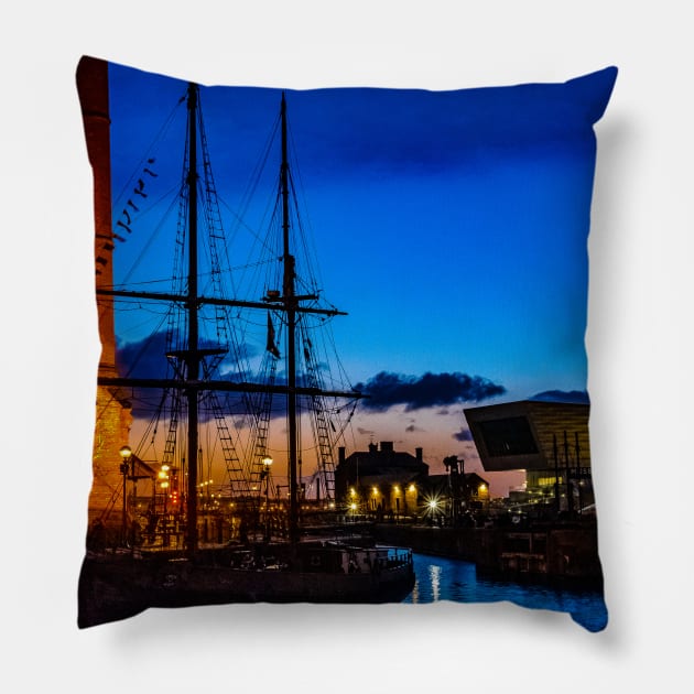 Liverpool Albert Docks at Sunset Pillow by kwnphotography