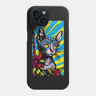 Lykoi Cat Vibrant Tropical Flower Tall Retro Vintage Digital Pop Art Portrait 2 Phone Case