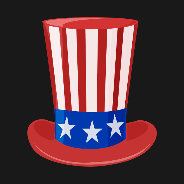 4th of July American Flag Top Hat Design by at85productions