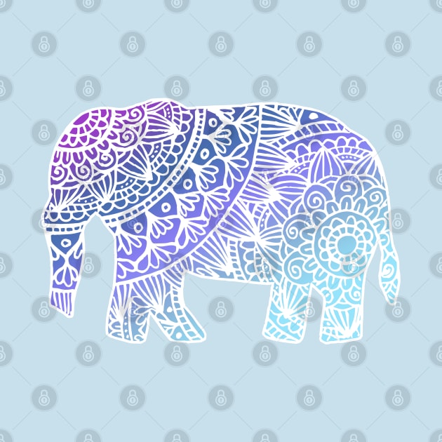 Blue Boho Elephant Mandala by julieerindesigns