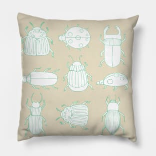 green bugs and beetles Pillow