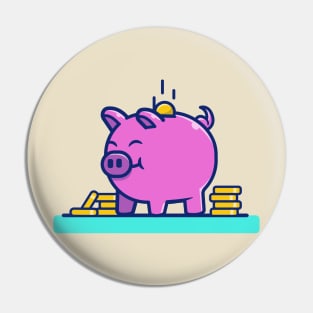 Cute Pig With Gold Coins Money Pin