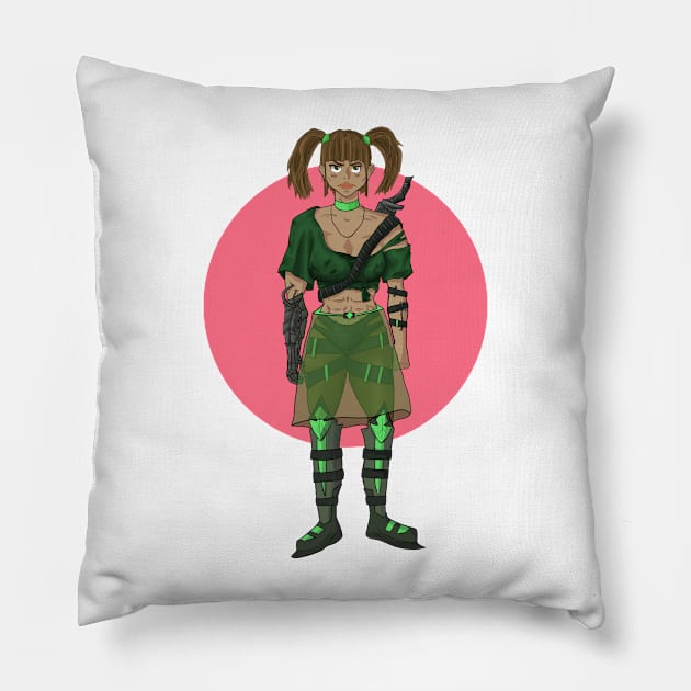 Dystopian Space Scavenger Woman Pillow by RAWRstad