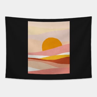 Abstract, Landscape, Sun, Mid century modern kids wall art, Nursery room Tapestry