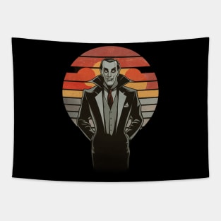 Retro vampire vintage sunset Tapestry