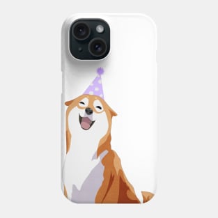 Happy Shiba Inu - Purple party hat Phone Case