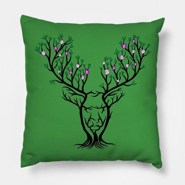 Stag Trees Pillow by RudDesigns