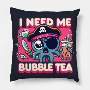 I Need Me Bubble Tea! Octopus Pirate Boba Lover Pillow