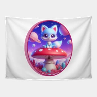 Cute Blue Fox Girl Tapestry