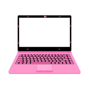 realistic laptop vector illustration in black and pink color T-Shirt