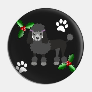 Christmas Black Poodle Dog Gifts, on Blue Pin