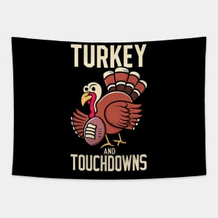 Turkey and Touchdowns Football Thanksgiving Tapestry