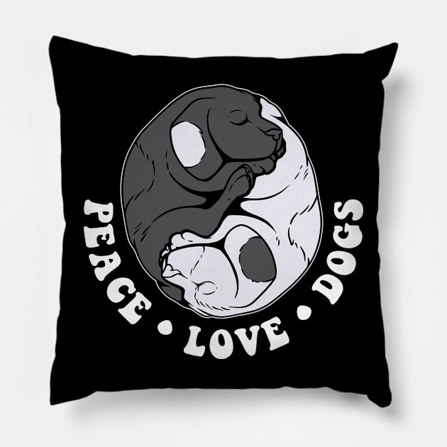 Peace Love Dogs Funny Dog Gift Pillow by CatRobot