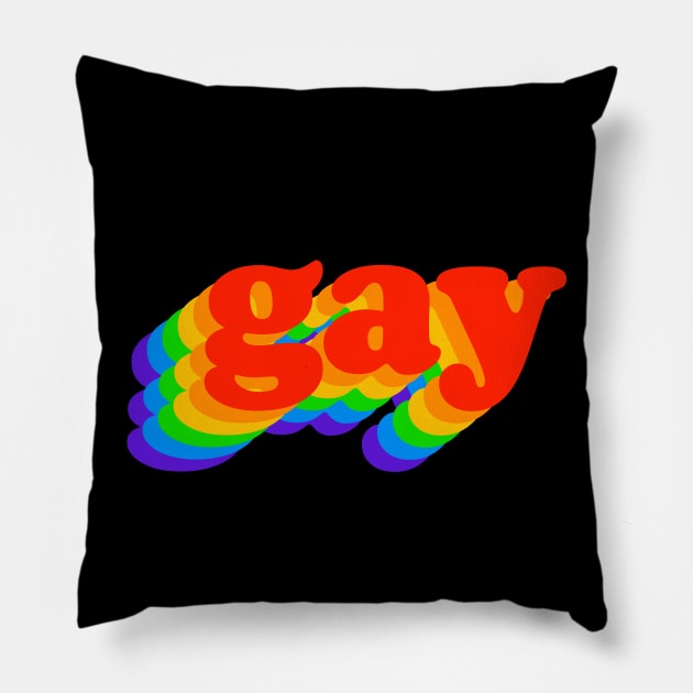 Gay Rainbow - Typographic LGBT Pride Pillow by LGBT